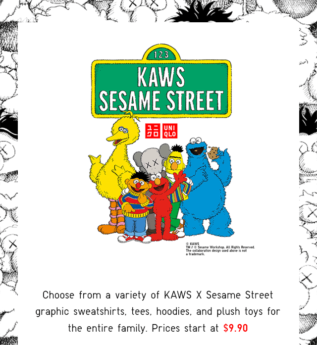 KAWS X SESAME STREET - PRICES START AT $9.90