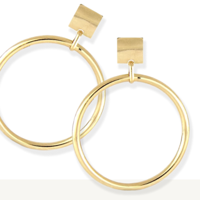 Circle Drop Earrings 14K Yellow Gold