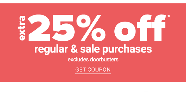 Extra 25% off regular & sale purchases - get coupon