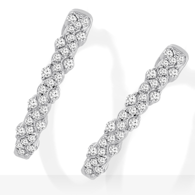 Diamond Hoop Earrings 1/4 ct tw Round-cut 10K White Gold