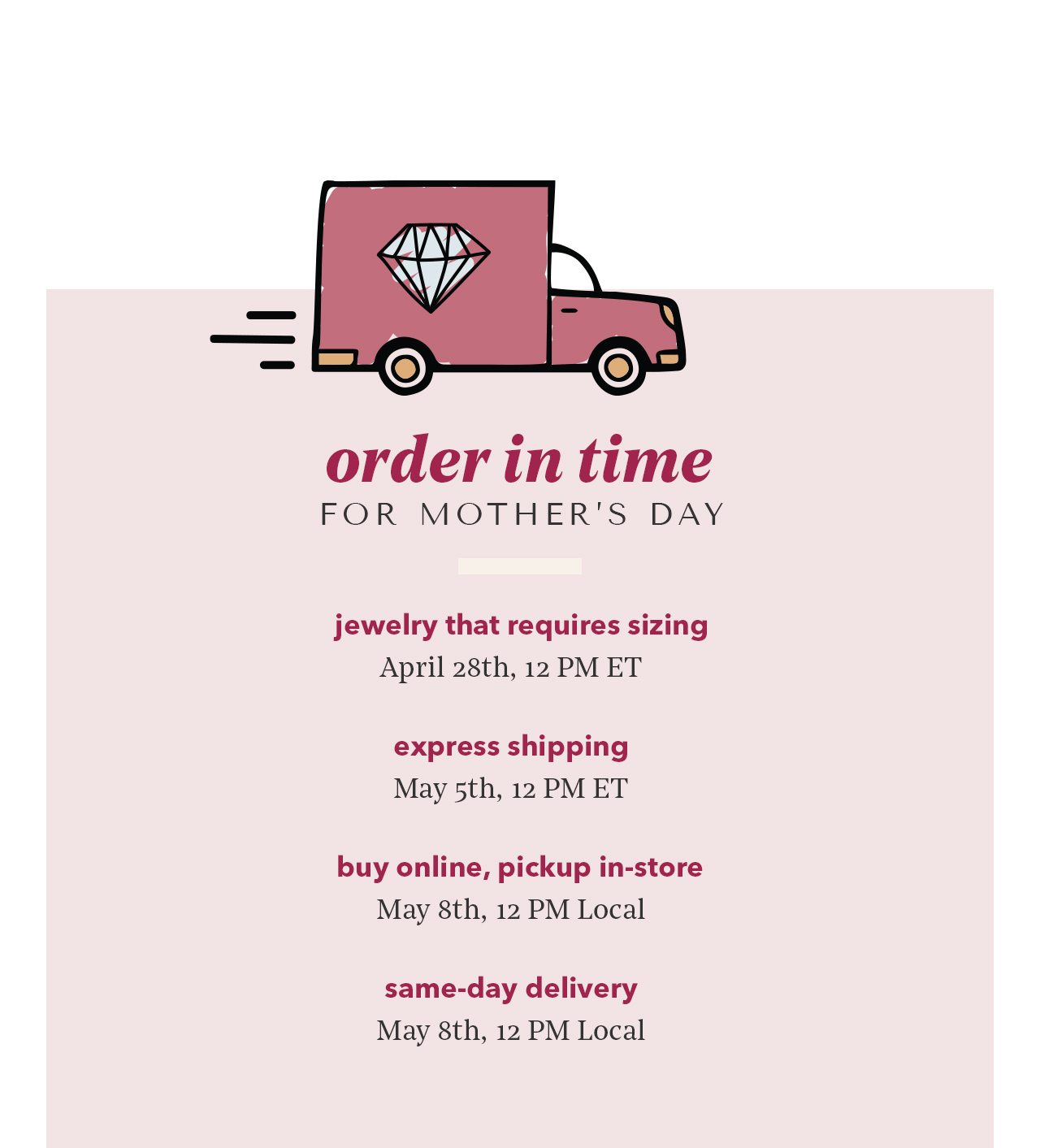 Order in Time for Mother's Day | See Mother's Day Shipping Cutoff Dates