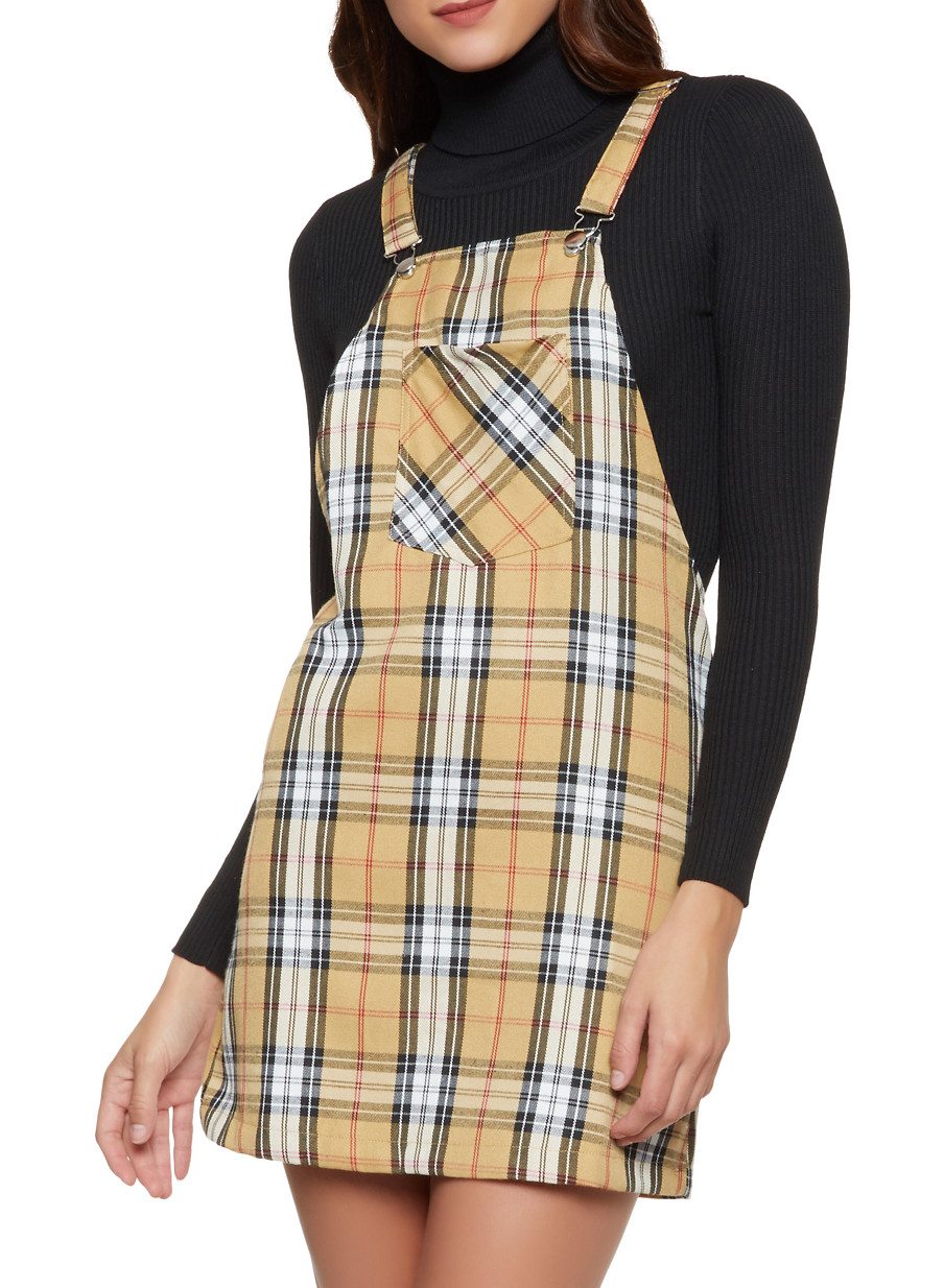 Plaid Overall Dress