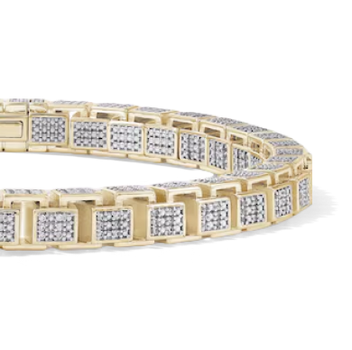 Men's Multi-Diamond Rectangle Link Bracelet 2-1/2 ct tw 10K Yellow Gold 8.5''