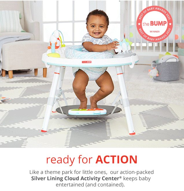 BEST OF BABY AWARDS 2020 | the BUMP WINNER | BEST OD BABY AWARDS 2020 | ready for ACTION | Link a theme park for little ones, our action-packed Silver Linking Cloud Activity Center® keeps baby entertained (and contained).