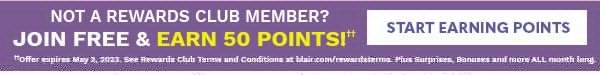 NOT A MEMBER? JOIN FREE FREE and EARN 50 POINTS - START EARNING POINTS