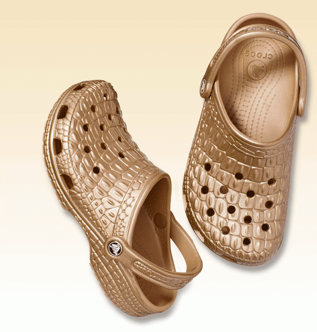 metallic gold crocs