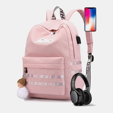 Women USB Charging Waterproof Backpack