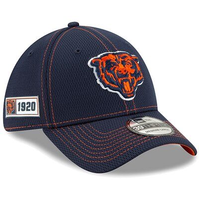 New Era Chicago Bears Navy 2019 NFL Sideline Road Official Head Logo 39THIRTY Flex Hat