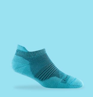 Shop Short Run Socks - a blue no show Run sock against a blue background