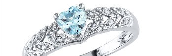 Aquamarine Heart Ring