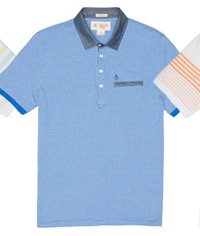 STRIPE CHAMBRAY COLLAR & POCKET POLO