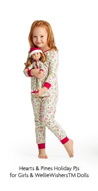 Hearts & Pines Holiday PJs for Girls & WellieWishersTM Dolls