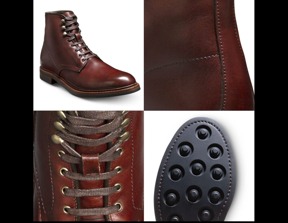 Close Up Images Of The Laces, Soles And Stitching Of The Higgins Mill Boot.