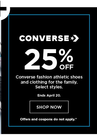25% off Converse shoes for the family. Select styles. Shop now.