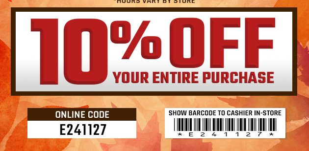 10% Off. Exclusions apply. Use code E241127