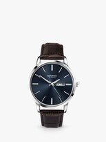 Men's Day Date Leather Strap Watch