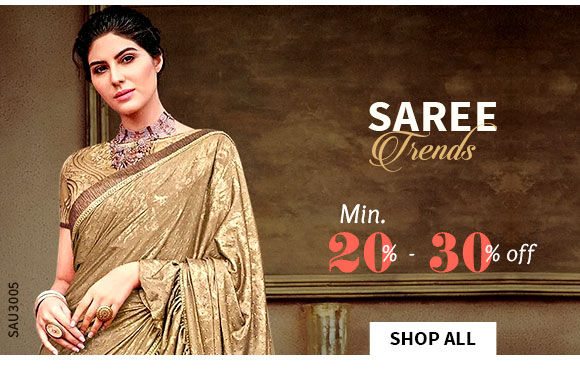 Trendy Half-n-Half, Embroidered Sarees and more at min. 20 - 30% Off. Shop!