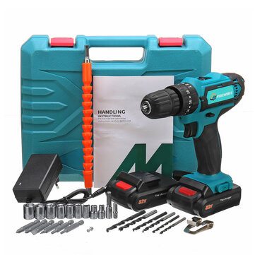 VIOLEWORKS 2 Speed Power Drills 6000maAh Cordless Drill 3 IN 1 Electric Screwdriver Hammer Drill with 2pcs Batteries