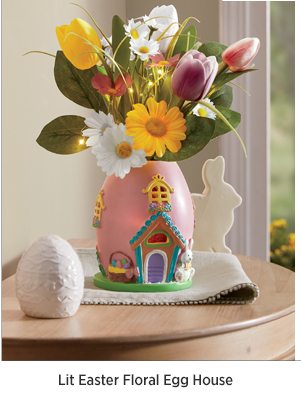 Lit Easter Floral Egg House