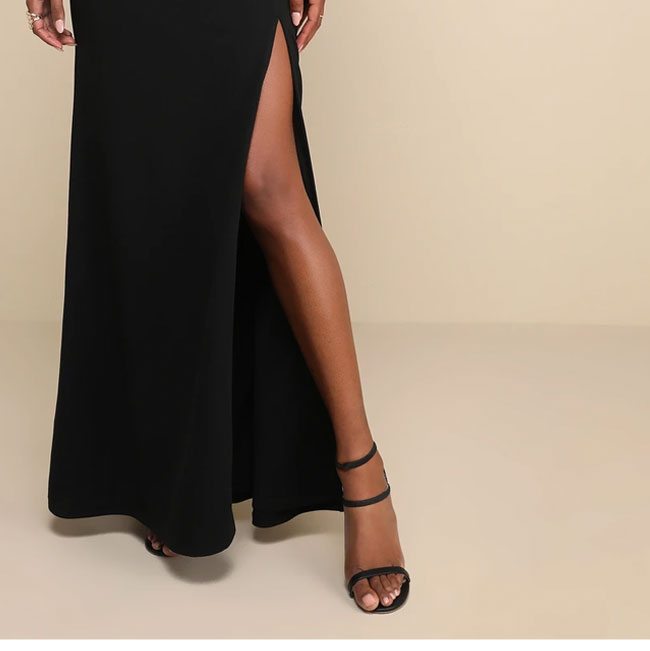 Image of Keep It Interesting Black Cutout One Shoulder Maxi Dress