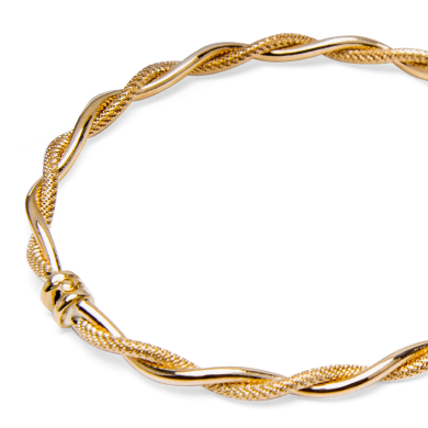 Reaura Twisted Mesh Bangle Bracelet Repurposed 14K Yellow Gold