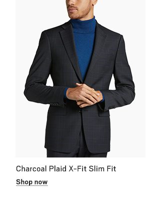 Charcoal Plaid X-Fit Slim Suit Shop Now>