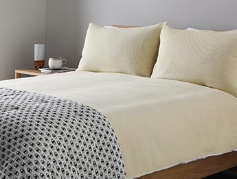 Blue patterned bed linen