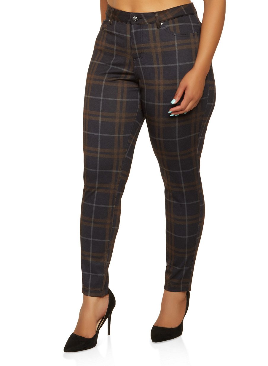 Plus Size Plaid Jeggings