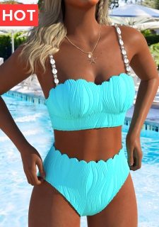 Bandeau Detail Light Blue Bikini Set