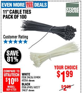 View 11 in. Black Cable Ties 100 Pk.