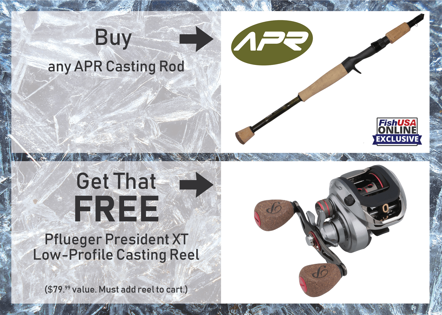 Buy any APR Casting Rod & Get a FREE Pflueger President XT Low-Profile Casting Reel