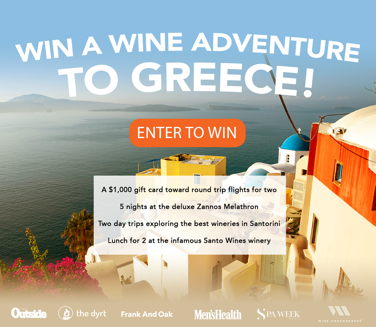 Enter for a chance to win the an amazing adventure exploring the Greek Isles and some of the world's best wine!