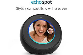 Amazon Echo Spot 2.5 Color Touchscreen Alexa-enabled Smart Speaker2 (Alarm Clock, Video Chat & More)