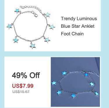 Trendy Luminous Blue Star Anklet Foot Chain