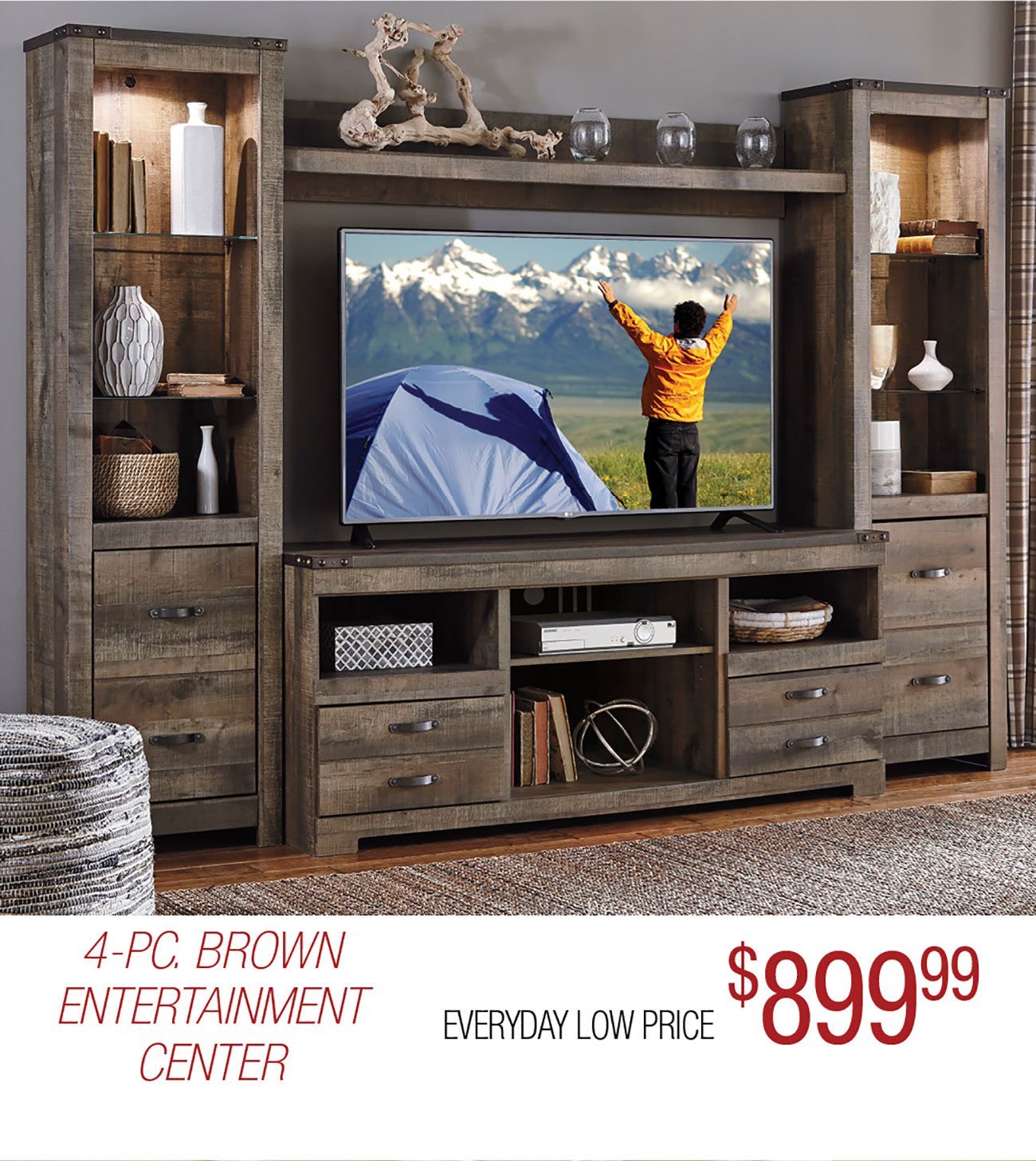 4-Piece-Brown-Entertainment-Center