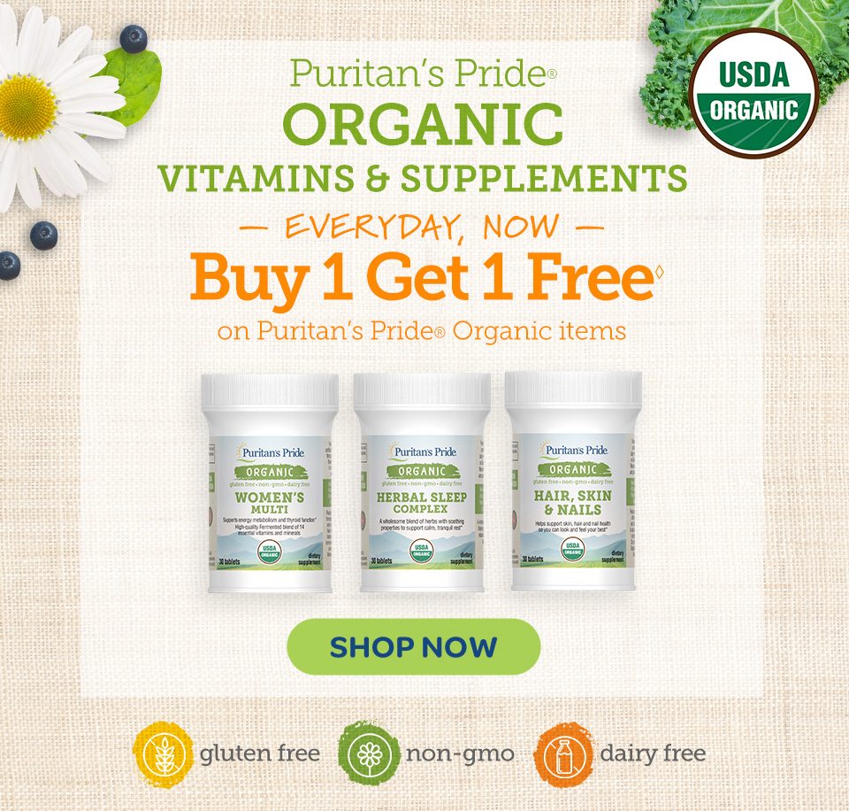Puritan's Pride® Organic Vitamins and supplements. Everyday now: Buy 1 get 1 free◊ on Puritan's Pride® Organic items. Shop now.