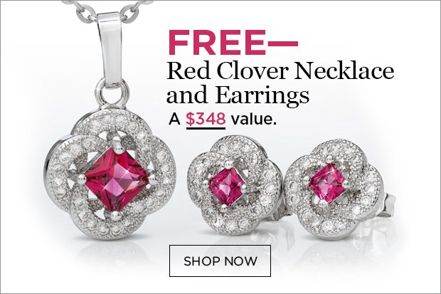 Free Red Clover Necklace and Earrings