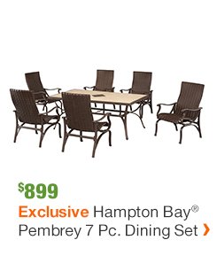 $899 EXCLUSIVE HAMPTON BAY PEMBREY 7 PC. DINING SET