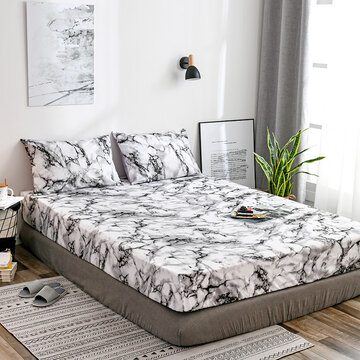 <US Instock> Soft Lightweight Microfiber Marble Printed Bedding Sheet Black Grey And White Abstract Comforter Cover With Zipper