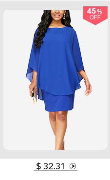 Overlay Round Neck Royal Blue Dress