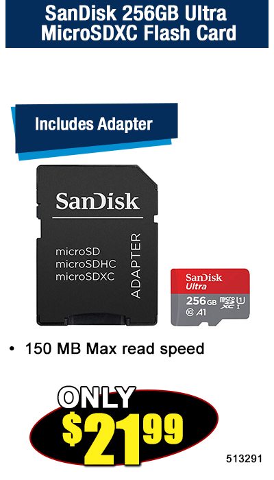 SanDisk 256GB Ultra MicroSDXC Flash Card