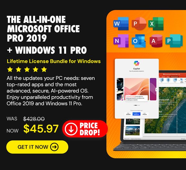 The All-in-One Microsoft Office Pro 2019 for Windows: Lifetime License + Windows 11 Pro Bundle