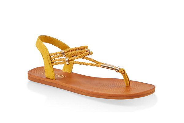 Braided Band Thong Slingback Sandals