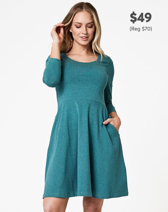 Fit and Flare 3/4 Sleeve Dress