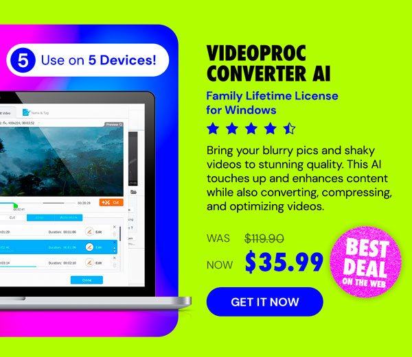 VideoProc Converter AI: Lifetime Family License (For Windows)