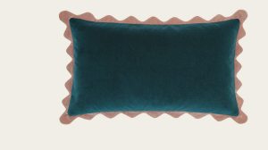 Lina Colorblock Scallop Flange Velvet Lumbar Pillow