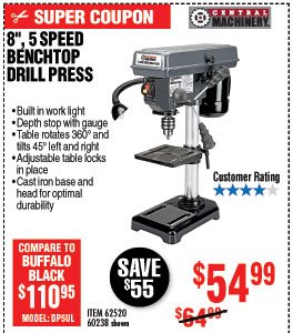 8 in. 5 Speed Bench Drill Press 