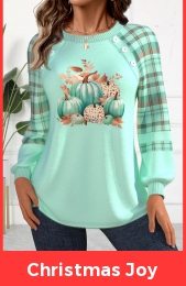 Halloween Mint Green Button Long Sleeve Round Neck Sweatshirt