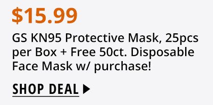 $15.99 GS KN95 Protective Mask, 25pcs per Box + Free 50ct. Disposable Face Mask w/ purchase! 