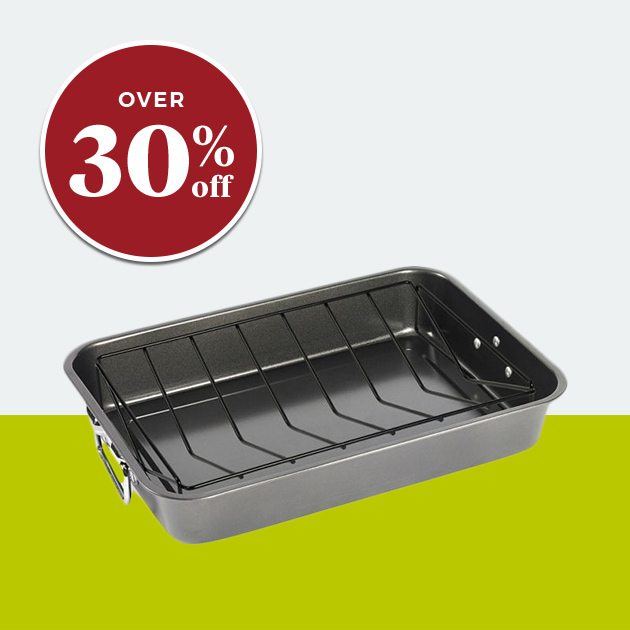 17-Inch Carbon Steel Roaster with Nonstick Rack in Grey - Over 30% off